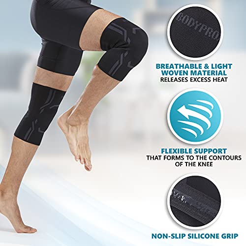 Knee Compression Sleeves for Men and Women - 2 Pack, Medium