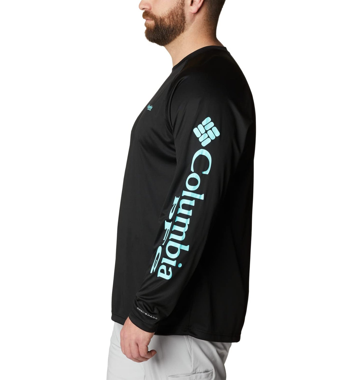 Columbia Men's PFG Terminal Tackle Long Sleeve Fishing Shirt, Black/Gulf Stream Logo, XX-Large