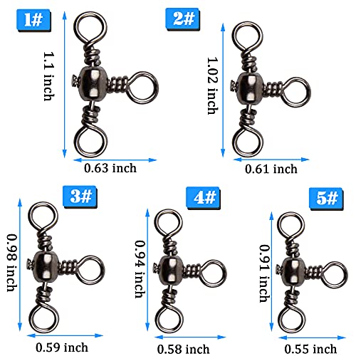 3 Way Swivels Fishing Tackle - 50pcs T-Shape Connector 12# 31lb