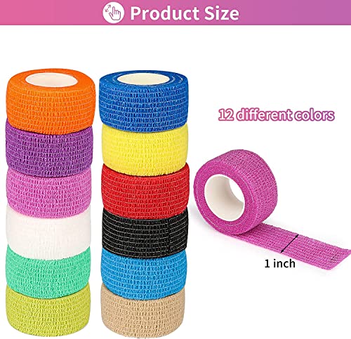 Self-Adhesive Bandage Wrap - 12 Pack 1" x 5 Yards