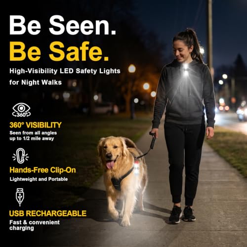 Rechargeable Clip-On Running Lights - LED Safety Flashlight - Black