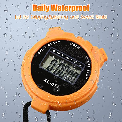 Multi-Function Digital Stopwatch Timer - 12 Pack Black, Blue, Red, Orange