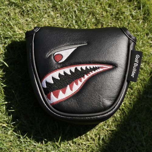 Golf Club Headcover Mallet Putter Shark Cartoon Animal Design Synthetic Leather