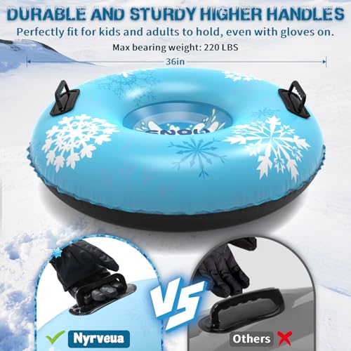 36in Snow Tubes - 4 Pack Heavy Duty Sleds for Kids & Adults