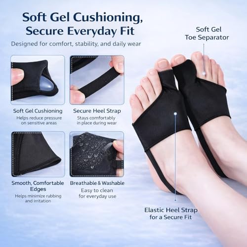 Bunion Corrector for Women & Men - Big Toe Straightener with Splint & Pads - Black