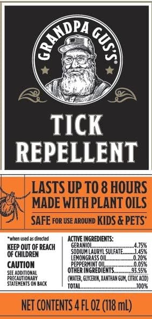 Grandpa Gus's Natural Tick & Mosquito Repellent Spray - DEET-Free, Plant-Based, 4 oz (2 Pack)