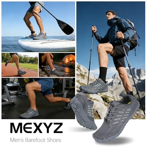 MeXYZ Barefoot Shoes Men Wide Toe Box Zero Drop Minimalist Training Shoes (11.5, Dark Grey)