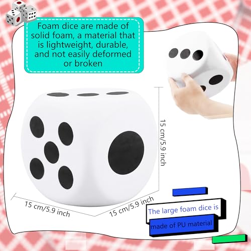 Giant Foam Dice Set 6 Inches Color Set of 6 - Educational, Party & Family Game Toy