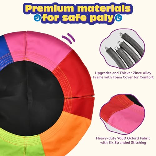 HeyZoo 24 Inch Saucer Swing for Kids - 6-Color Outdoor Playground Equipment