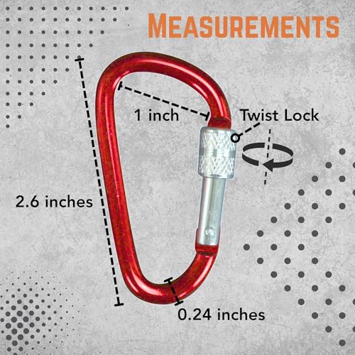 12-Pack Locking Carabiner Keychain - 2.6" Aluminum, Assorted Colors