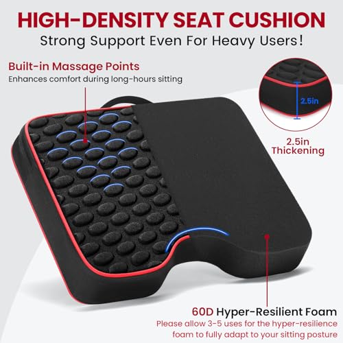 Portable Stadium Seat Cushions with Massage Dots - 2 Pack Black