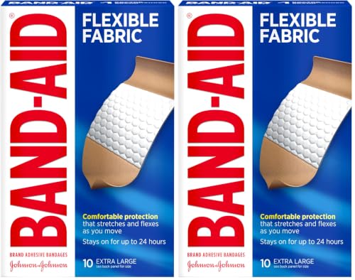 Extra Large Flexible Fabric Adhesive Bandages - 10 Count Pack of 2