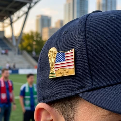 FIFA World Cup 2026 Mexico Flag & Trophy Enamel Pin - 1.5 Inch
