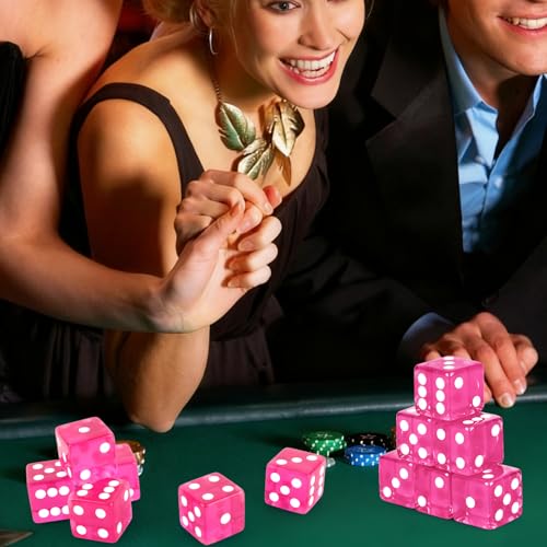 Rose Red Casino Dice Set - 12 Pcs 19mm Translucent D6 Dice