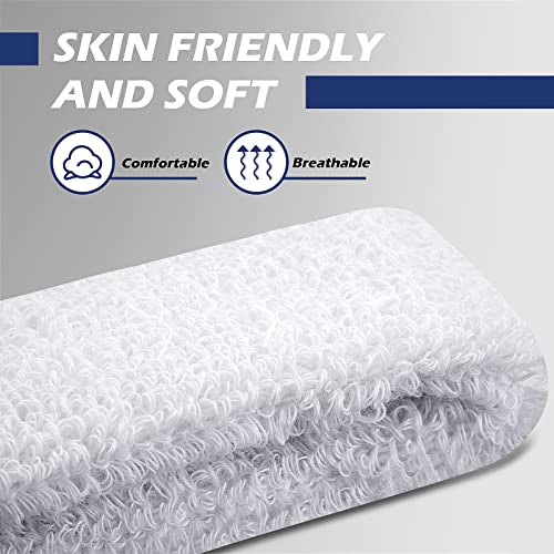 12 Pack Arm Sweatbands for Men - Soft Stretchy Bicep Bands - White