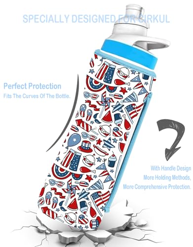 32oz Neoprene Insulated Sleeve for Cirkul Water Bottle - July 4th