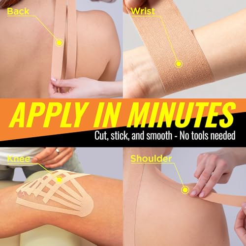 Kinesiology Tape - 2 in x 16 ft Elastic Athletic Muscle Support - Beige