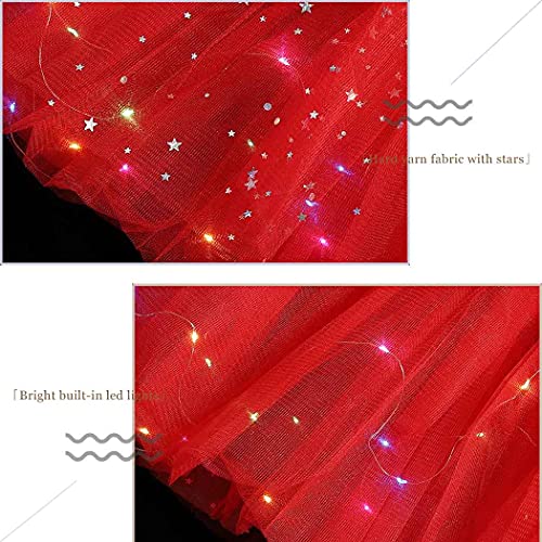 DRESBE Red One Size LED Glow Tutu Skirt for Women - Light Up Party Neon