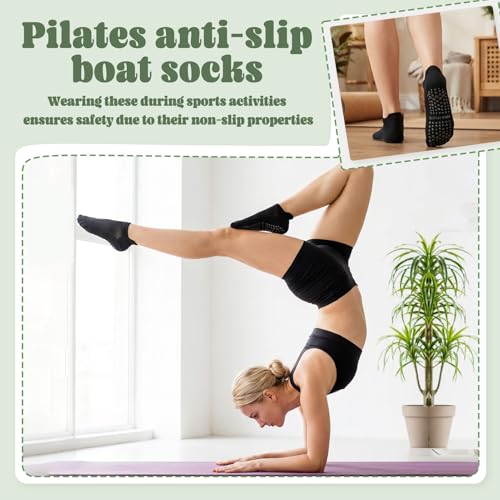 6 Pairs Women's Non-Slip Pilates Socks with Silicone Grips