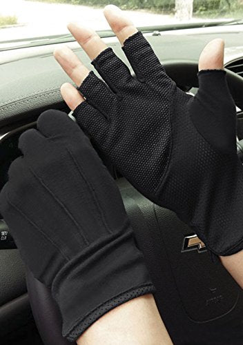 Lightweight Summer Fingerless Gloves - UV Protection, Black