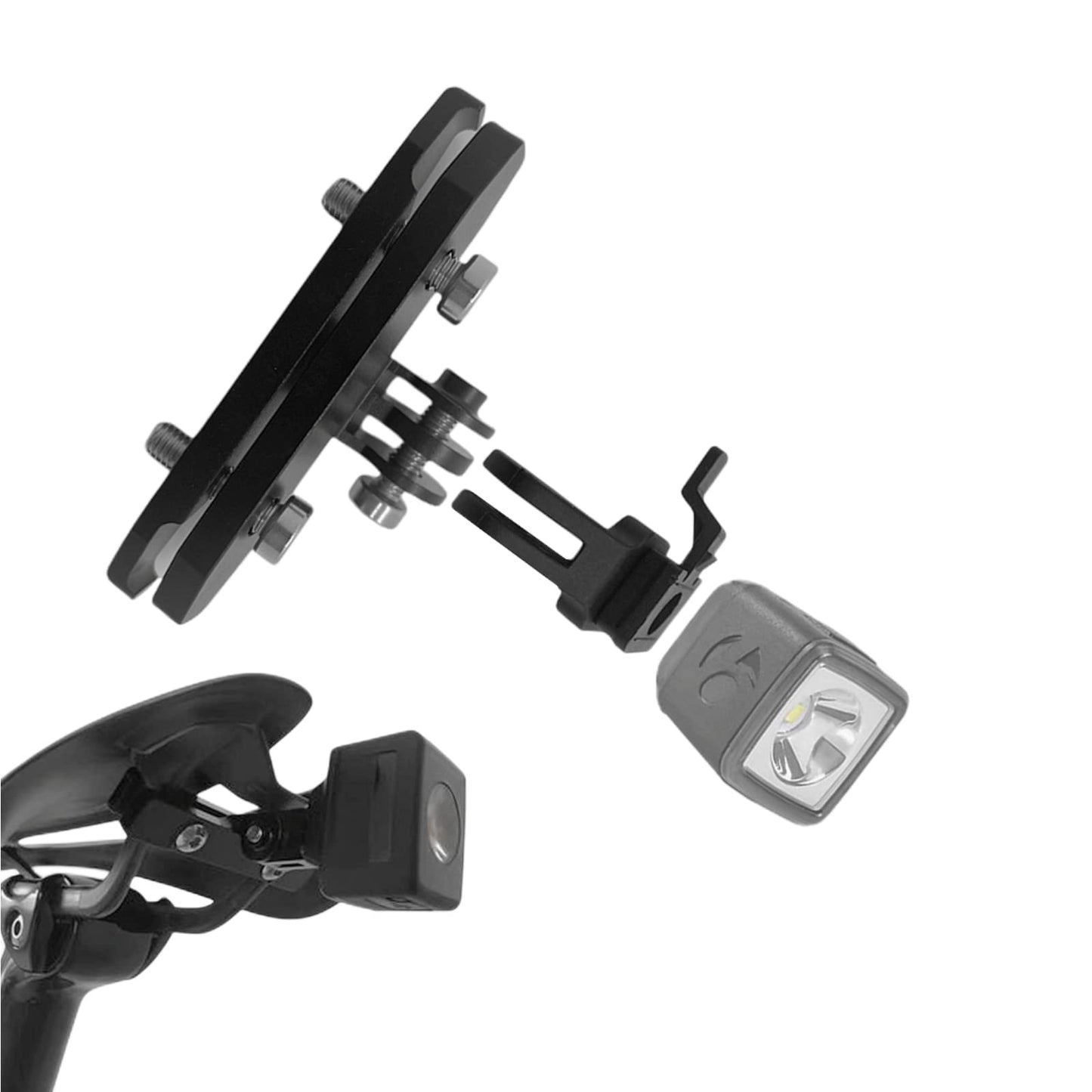 NELboNs Bike Taillight Saddle Mount Aluminum Alloy Compatible with Bon Trager Ion Pro RT Headlight Adapter, Bicycle Saddle Radar Tail Light Mount for T rek Light Holder