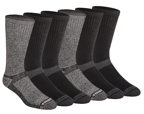 Eddie Bauer Men's Dura Dri Moisture Control Crew Socks Large/Boot Length Black Assorted 6 Pairs