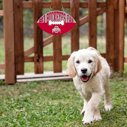 Ohio State Buckeyes Football Shaped Sign - Dog Bone Design