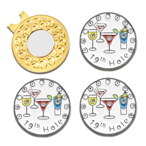 Golf Ball Marker with Gold Magnetic Hat Clip - Wine Variation