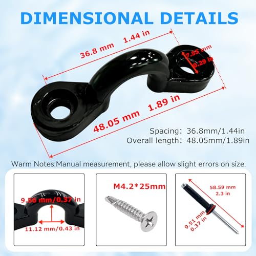 Yluvaok Kayak Handle with Rivets - Pad Eyes / 10 - Universal Boat & Canoe Accessories