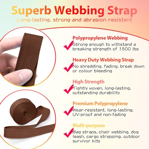 Polypropylene Webbing Strap - 1 Inch x 10 Yards - Brown