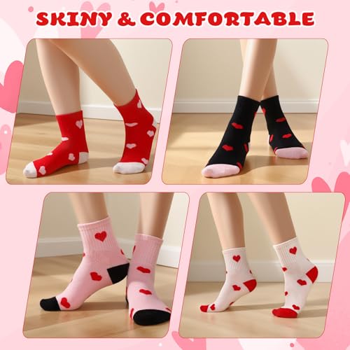 Girls' Athletic Crew Socks - 3-6 Years, Pink Beige Black Red, 8-Pack