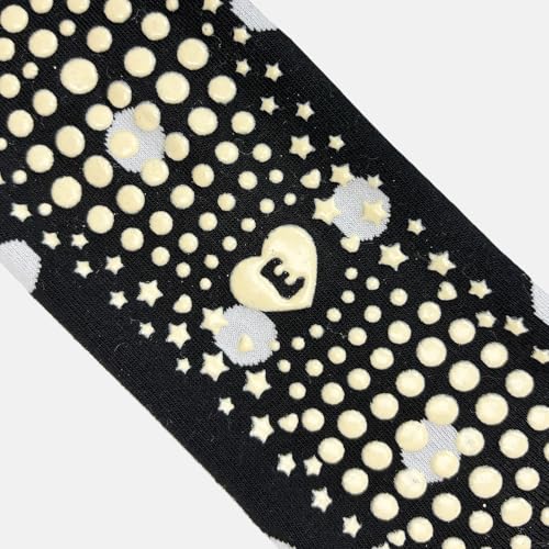 Non-Slip Yoga Socks with Grips - 3 Pairs Ruffle Cuff Crew - Gray