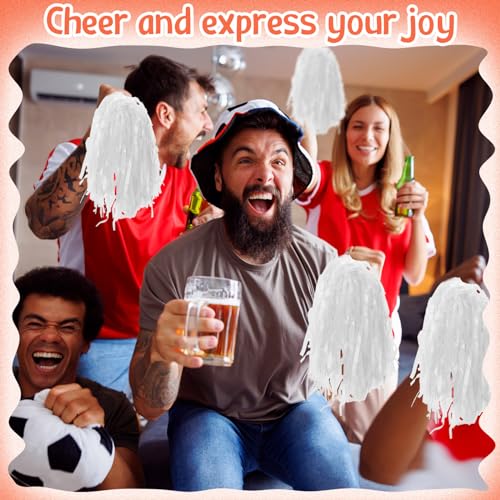 Meooeck White Cheerleading Pom Poms 80 Pcs Sports Dance Spirit Cheer Accessories