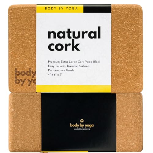 Cork Yoga Blocks 2 Pack - Extra Large, Durable, Non-Slip, Classic