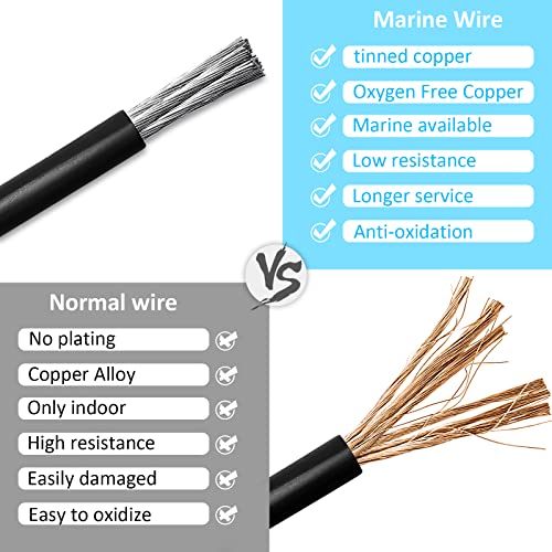 Kimbluth 6 AWG Marine Wire, 5 ft Red + 5 ft Black, Tinned Copper, UL 1426 SAE ABYC