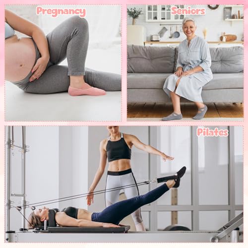Pilates Socks with Grips for Women - 5 Pairs with X-Cross Straps
