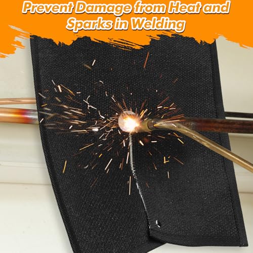 Welding Blanket Fireproof for Copper Pipe - 2 Pack Fire Resistant Fiberglass Soldering Mat with Plumbing Hole, Protective Flame Insulation Pad for Propane Torch Brazing Plumbing, 12" x 12"