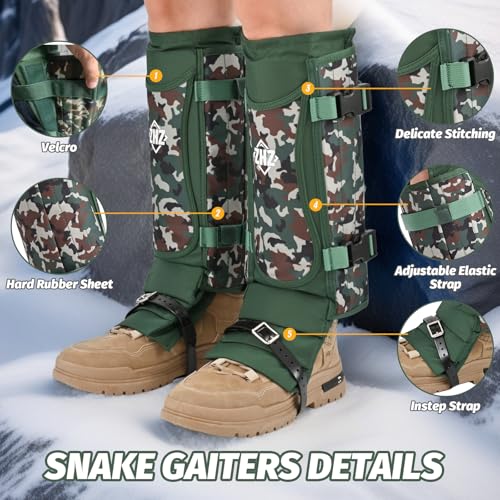 Snake Gaiters - Durable Waterproof Lower Leg Protection - Army Green