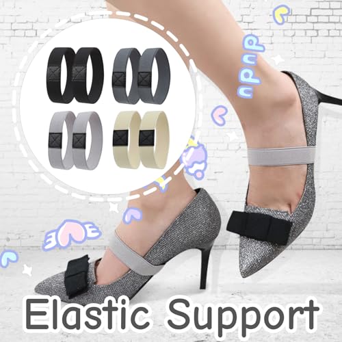 4 Pairs Wide Elastic High Heel Shoe Straps for Secure Fit