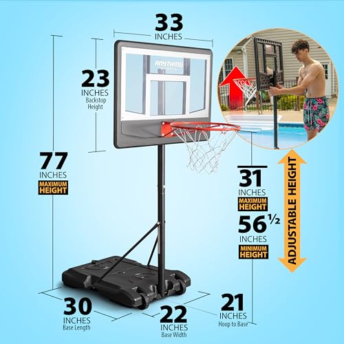 Adjustable Pool Basketball Hoop with 10x8 FT Backstop