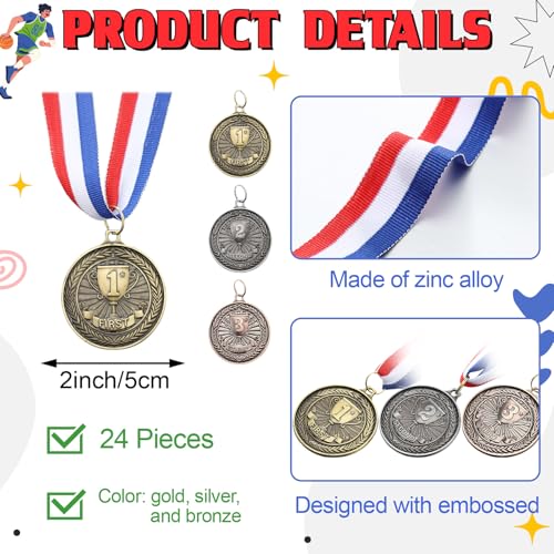 Gold Silver Bronze Award Medals for Sports Competitions - 10 Pack