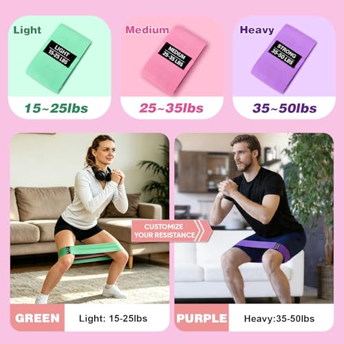 Fabric Resistance Bands Set - 3 Levels Non-Slip Exercise Booty Bands