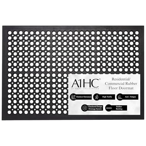 A1HC New All Purpose Anti Fatigue Versatile Rubber Floor Mat with Drain Holes ? Perfect as Workplace Mat, Restaurant Kitchen Mat, Bar Area Mat, Commercial, Industrial Anti Fatigue Mat 32x47 Inches