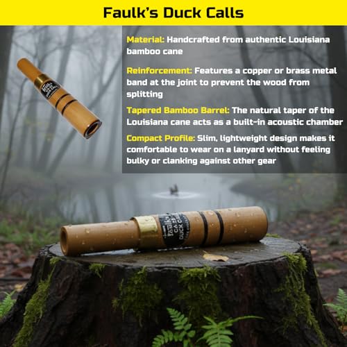 Faulk's Special Bamboo Cane Duck Call CA-22, Brown – Handcrafted Game Call
