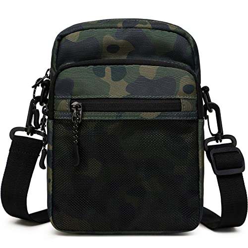 Lohol Camo Green Water-Resistant Messenger Bag for Men and Women, Adjustable Crossbody Sling Bag for Travel and Sports