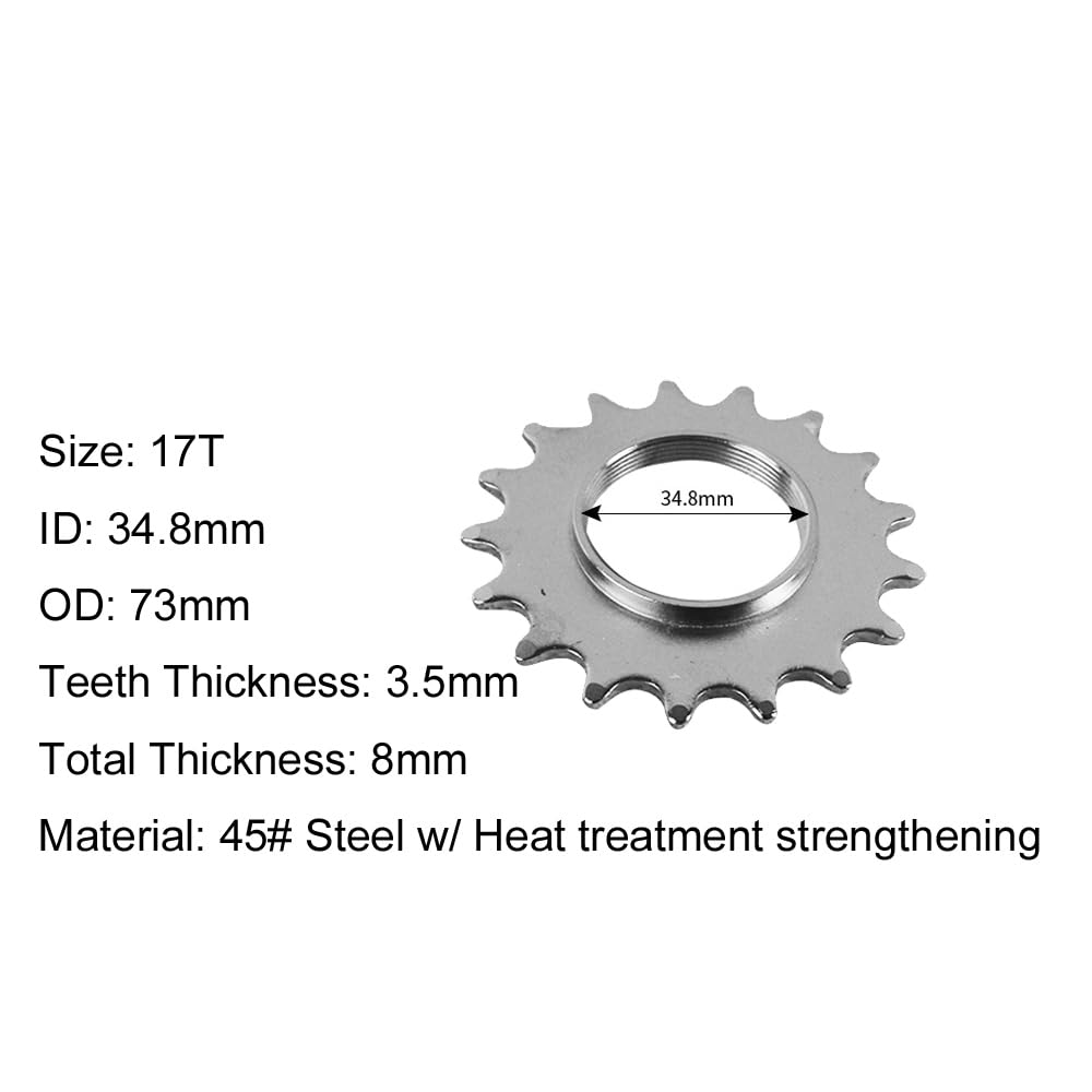Yuauy 13T 14T 15T 16T 17T Bicycle Freewheels Single Speed Fixed Gear One Speed Bike Sprocket Cog w/Free Lock Ring 5 Sizes One Set