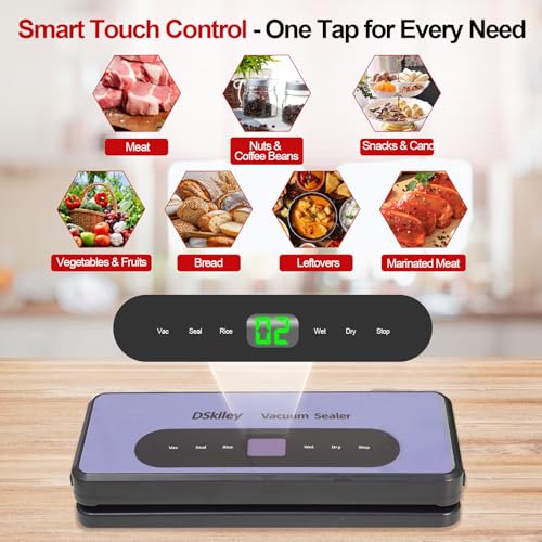 DSKiley Grey Vacuum Sealer Machine for Food Preservation, 80kPa Powerful Suction