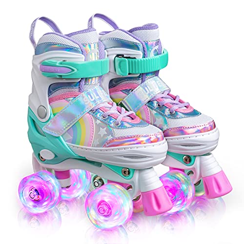 Adjustable Rainbow Unicorn Roller Skates for Kids 3-12