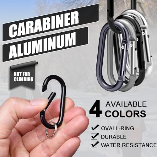 12 Set Aluminum Carabiner Keychain Clips - Assorted Colors