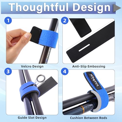 Fishing Rod Sleeves - 9 Pcs Neoprene Pole Straps, 5.9in